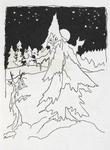 Két faember egy havas erdőben alkotó: Arthur Rackham