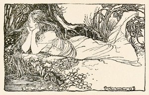 Undine a vízbe néz, „Undine”-ból alkotó: Arthur Rackham