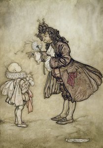 Amikor Őfelsége tudni akarja az időt, Peter Pantól a Kensington Gardensben, J. M. Barrie, pub. Hodder és Stoughton, 1906 (toll és tinta WC-vel papíron) alkotó: Arthur Rackham