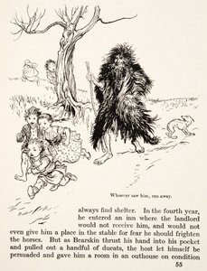 Aki látta, elfutott, a Little Brother & Little Sister és a Grimm testvérek más meséiből, pub.1917 (litho) alkotó: Arthur Rackham