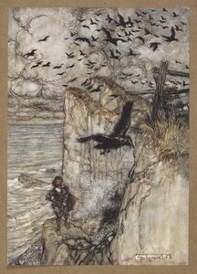 .... rozsdás csíkok, sok a fajta, felemelkedik és hágott a fegyver jelentésére. Jelenet a Szentivánéji álomból. alkotó: Arthur Rackham