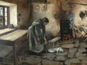 Parasztház belső tér (olaj, vászon) alkotó: Arthur Rigg
