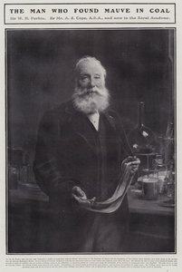 William Henry Perkin, angol kémikus, aki felfedezte az első szintetikus szerves festéket, a mauveine-t (litho)