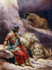 Dániel az oroszlánok barlangjában (színes litho) alkotó: Arthur Twidle