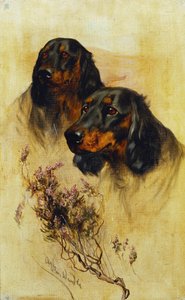 Két Gordon szetter (olaj, vászon) alkotó: Arthur Wardle