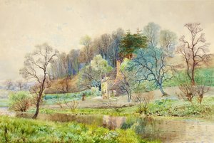 Egy erdei farm, Horsham, Sussex, 1880-1900 körül alkotó: Arthur Willett