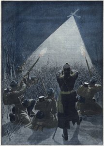 1913: Galícia határán az osztrákok tüzet nyitnak az orosz felderítő repülésekre (légvédelem). alkotó: Artist Unknown