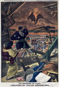 Kataklizma Japánban: Sakoura Sima vulkán kitörése ( alkotó: Artist Unknown