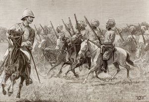 Brit birodalom (19. sz.). A burmai új ezredek. A második ezred lovas gyalogsági kompániája. Metszet. alkotó: Artist Unknown