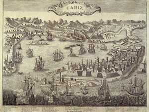 Cádiz városa és kikötője. Metszet. SPANYOLORSZÁG. ANDALÚZIA. Cadiz. Museo de Cadiz alkotó: Artist Unknown