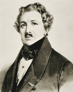 DAGUERRE, Louis-Jacques-Mande (1787-1851). Angol feltaláló, aki továbbfejlesztette a fényképezést. Litográfia. alkotó: Artist Unknown