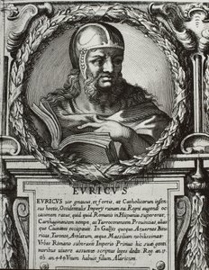 EURIC (420-484). A vizigótok királya (466-484). Metszet. alkotó: Artist Unknown
