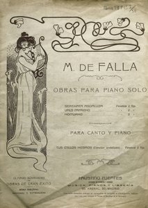 FALLA, Manuel de (1876-1946). Spanyol zeneszerző és zongorista. Zongoraszólóra és zongorára és énekhangra írt művek. Madridban szerkesztették. alkotó: Artist Unknown