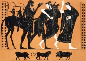 Peleus és Thetis a kentaur Chiron előtt (nyomtatás) alkotó: Artist Unknown