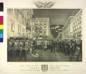 Károly Lajos főherceg ünnepélyes fogadása 1855. október 20-án Trentóban alkotó: Artist Unknown