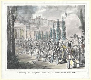 A várkapu megrohamozása a k. k. csapatok által 1848. október 31-én. alkotó: Artist Unknown