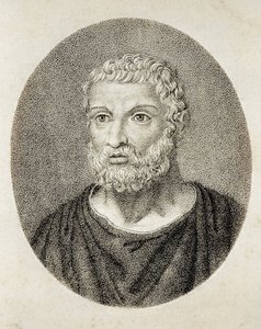 Milétoszi THALES (Kr. e. 6. század i. sz. VI. század). A milétosi Thalész portréja. Metszet. alkotó: Artist Unknown