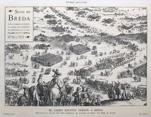 The campo espanol frente a Breda: a Callot "Le Siege de Breda" (Spanyol vidék és Breda: Callot "Le Siege de Breda" című metszete hatodik részének közvetlen másolata) közvetlen reprodukciója alkotó: Artist Unknown