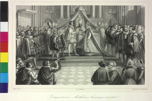 I. Mátyás király és Anna főhercegnő esküvője Ferenc Dietrichsteini bíboros által 1611. december 4-én. alkotó: Artist Unknown