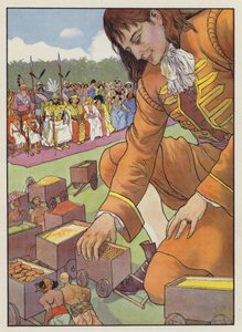 Illusztráció a Gullivers utazásokhoz, Jonathan Swift alkotó: Artus Scheiner
