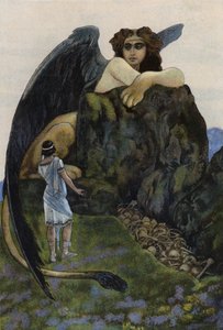 Oidipusz és a szfinx (színes litho)
