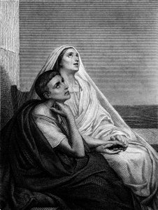 Saint Monique Szent Ágostonnal – Bougaud abbé Saint Monique történetének homlokzatán, Librairie Poussielgue 1866 alkotó: Ary Scheffer