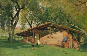 Egy kunyhó Chiemsee-ben, 1872 (olaj a kártyán)