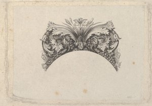 Íves keretelem bankjegyhez, akantusz és szőlőlevél, liliom és szőlő..., kb. 1824-37.