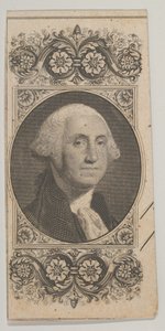 Bankjegy-motívum: George Washington portréja, dísztáblában, kb. 1824-37.