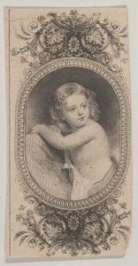Bankjegy motívum: gyermekportré és két mintás ovális virágos f..., kb. 1824-37.