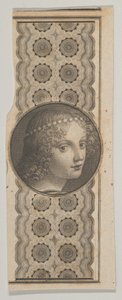 Leonardo da Vincitől származó leányfejű bankjegymotívum, minta ellenében..., kb. 1824-37.