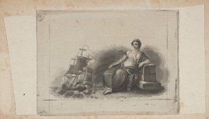 Bankjegymatrica női alakkal, amely a tengeri kereskedelmet képviseli, kb. 1824-37.