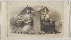 Bankjegymatrica női alakokkal, amelyek a Szabadságot és az Igazságot képviselik, kb. 1824-37.