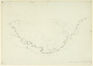 A Vezúv kalderája, Nápoly, Olaszország, 1841 (grafit papíron)