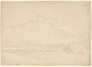 Mount Chocorua, New Hampshire, 1855 (grafit és fehér gouache előkészített bézs papíron) alkotó: Asher Brown Durand