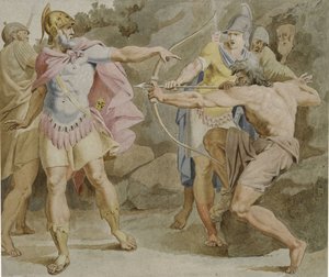Philoktétész Herkules íját Odüsszeuszra célozza, 1790