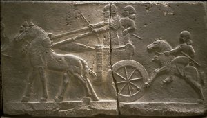 Szekér és lovas, 8. század. időszámításunk előtt alkotó: Assyrian