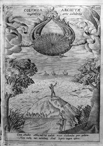 Tarantói Architas (Kr. e. 435-347) fagalambot repít. Athanasius Kircher (1601-1680) jezsuita, orientalista és tudós metszete a „Mundus Subterraneus”-ból. alkotó: Athanasius Kircher