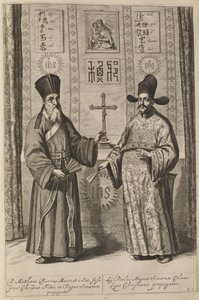 Matteo Ricci és Xu Guangqi. Athanasius Kirchers Kínai Illusztrációból, 1667 alkotó: Athanasius Kircher