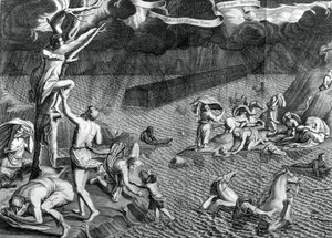 Az özönvíz jelenete, 1675 alkotó: Athanasius Kircher