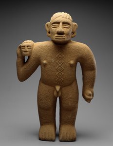 Álló harcos trófeafejjel, Costa Rica, V. késői periódus – VI. korai időszak, 700-1000 (vulkáni kő)
