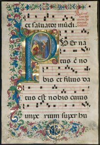 Leaf from Gradual: Initial P with the Betlehem