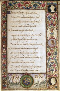 Oldal Francesco Petrarca (Petrarca) (1304-1374) "Il canzoniere" című kéziratából, amelyet Attavante dei Attavanti (1452-1525) illuminált (ms. cl.VIII.684) 15. század Dim. 19 x 12,7 cm Firenze, Nemzeti Könyvtár alkotó: Attavante di Gabriello di Vanti di Bartolo