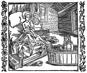 A nő és a fürdőző remete. alkotó: attributed to Albrecht Dürer