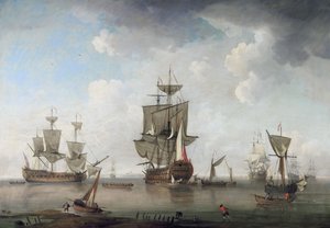 A háború emberei a kikötőben alkotó: attributed to Charles Brooking