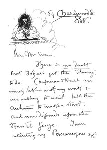 Frederick Evansnek írt autográf levél 1. oldala, 1893 körül alkotó: Aubrey Beardsley