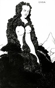 Erda, illusztráció a „Das Rheingold”-hoz 1896 alkotó: Aubrey Beardsley