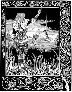 Az Excaliburt a Lady of the Lake visszaszerezte, 1893 alkotó: Aubrey Beardsley