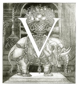 Kezdő „V” betű Volponéhoz, 1898 alkotó: Aubrey Beardsley