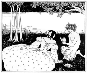 Pán felolvas egy nőnek a patak mellett, 1898. alkotó: Aubrey Beardsley